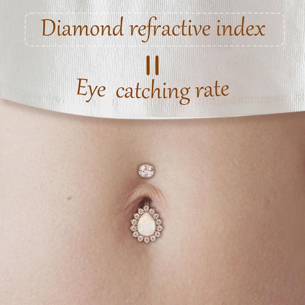 Belly Button Ring Titanium Gold 14g Teardrop Nave… - image 4